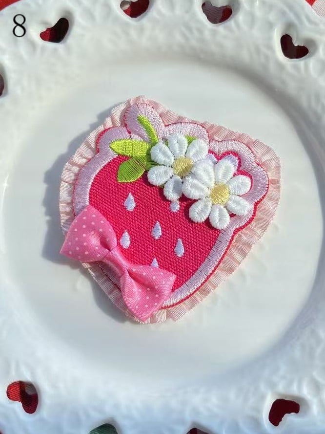 11 Decorated Bowknot Cherry/Strawberry/Cake Brooch/Hairclip Options