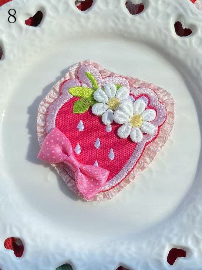 Optionen 11 Verzierte Kirsche/Erdbeere/Kuchen Brosche/Haarspange Schleife