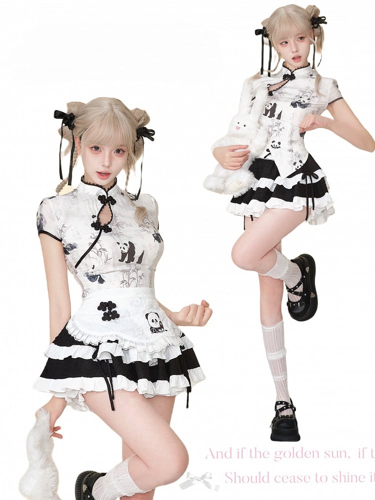 Black Tiered Accents with Bow White Skirt