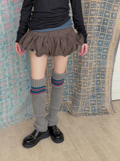 Leg Striped Ribbed Accent Warmers
