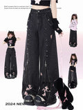 Black Punk Zip Jeans with Studs Detail - CRAZY GIRL