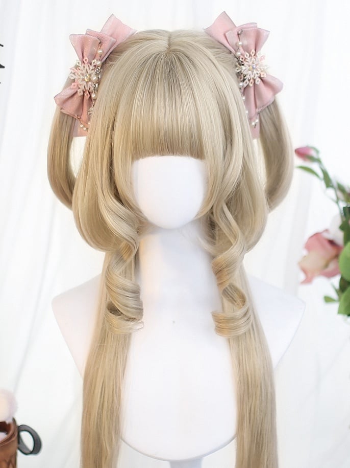 Schnitt lang Hime mit Perücke 70-75cm Pony blond