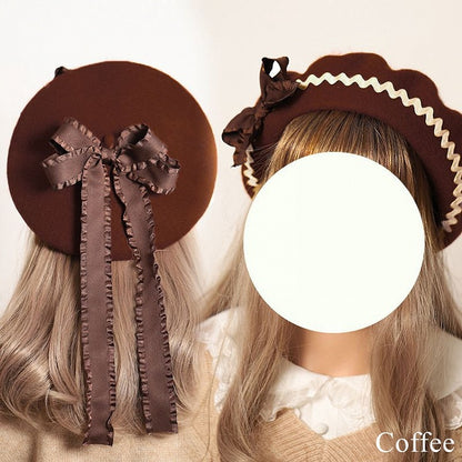 – Color Embellished Bows 12 Beret Options Ruffled