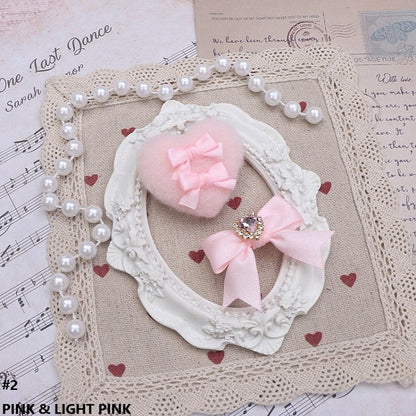 Jirai Plush Heart 10 Options Kei Color Bowknot Hairclips