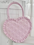 Bag Heart Quilted Trim Elegant – Style Pink Lolita Ruffle Handheld Purse