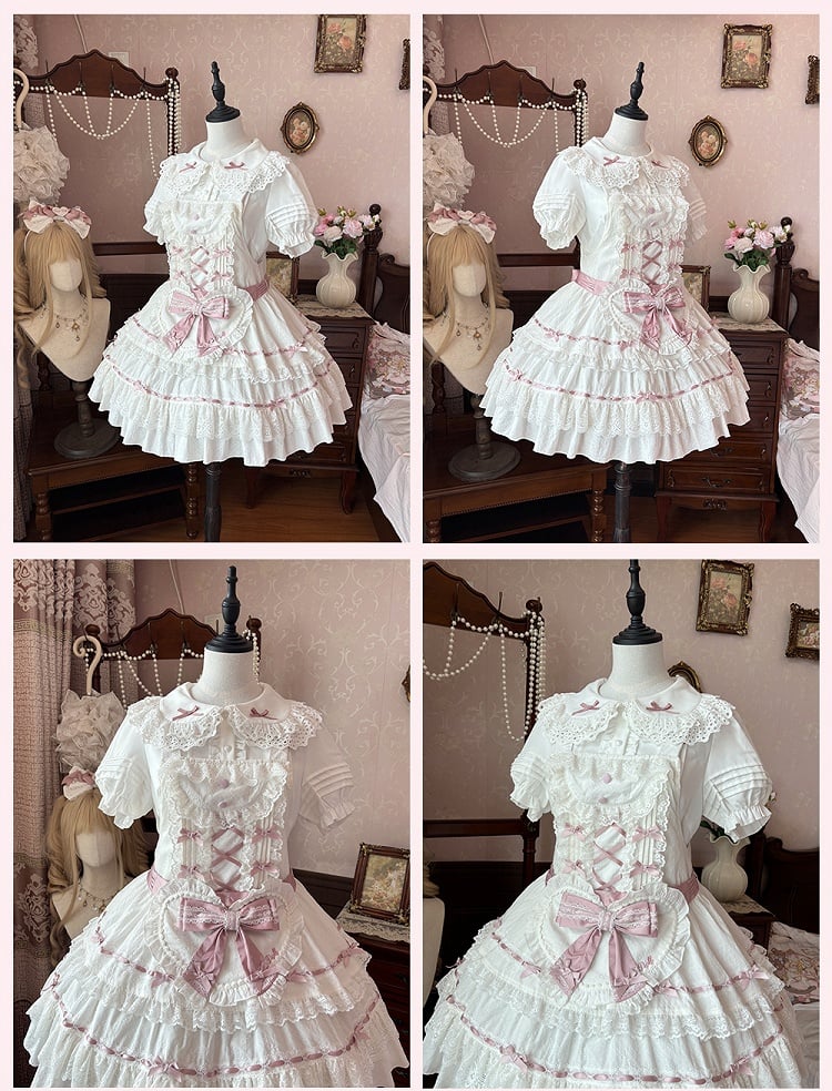 Weißer Kragen Peter Bow Pink Pan Sweet Lolita Bluse Akzente