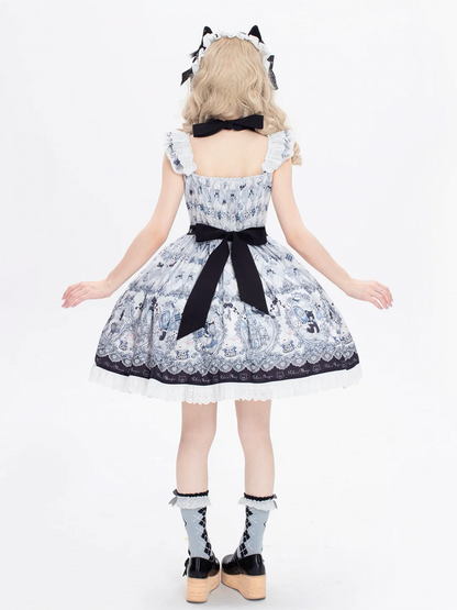 不思議の国のアリステーマのバニースイートロリータジャンパープリントスカートとアリスキティドレス