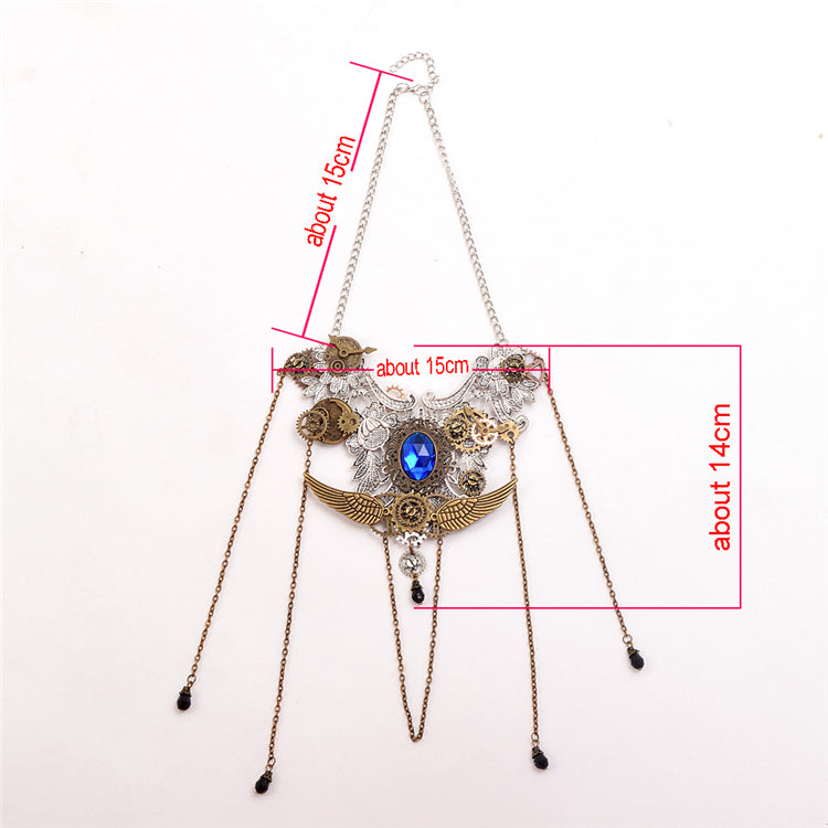 スチームパンク ギア クロック ウィング ネックレス