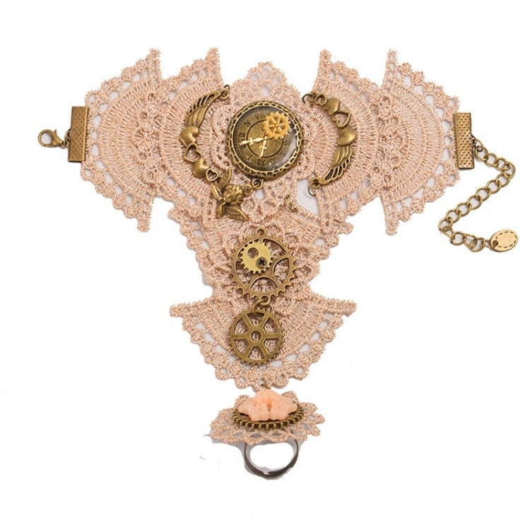 スチームパンクゴシックレースギアクロックフィンガーリングレースブレスレット