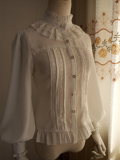 Vintage High Neck Puff Sleeve Lolita Top