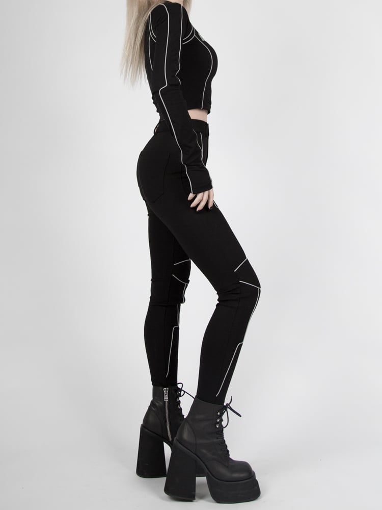 Hose High Reflective Bikecore Futuristische Taille Cyberpunk