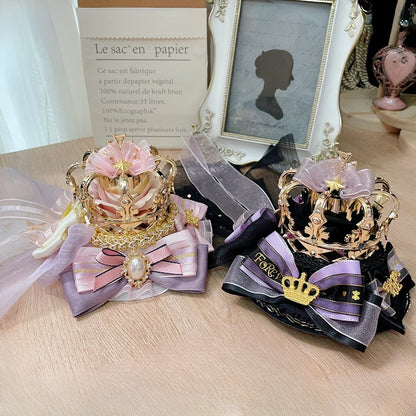 Details Hat Hime Lolita Mini Bowknot Pink/BlackPurple Crown