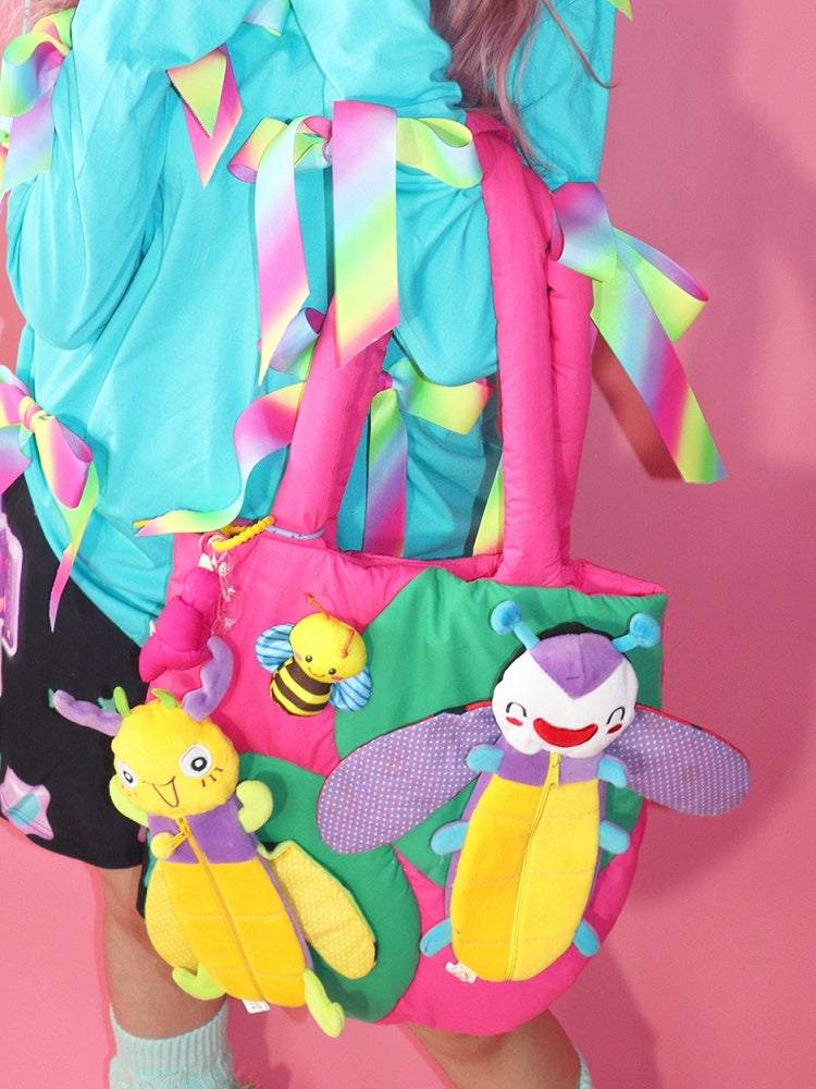 Colorful Decorated Plushie Bee Shoulder Bag