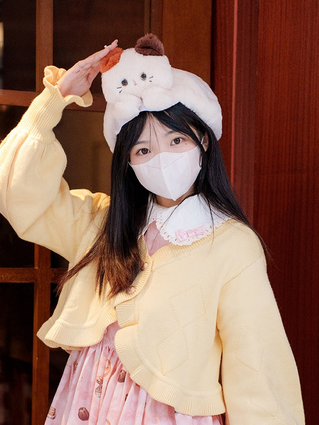 White Cute Kitty  Plush Hat