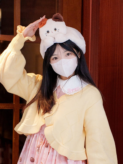 White Cute Kitty  Plush Hat