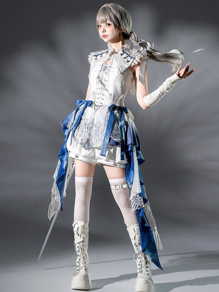Elegantes Ouji Fashion Dreiteiliges Ensemble: Kleid