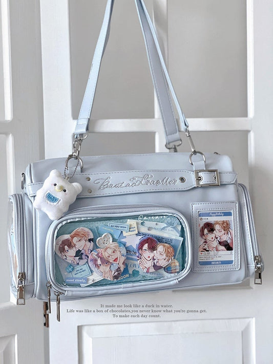 Bag Display Window Letter Ita Blue Embroidery with