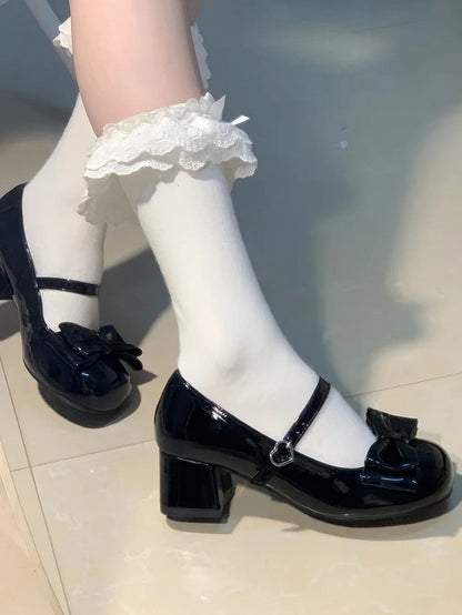 Lolita Janes Style Sweet in Mary Round Black - Toe PU