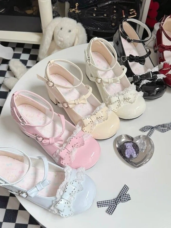Yellow Sweetheart Butterfly Bow Mary Jane Ankle - MUMA Lolita
