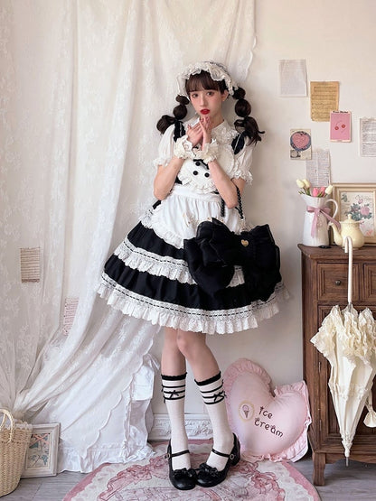 Color Black Bow Tulle Backpack Big Solid
