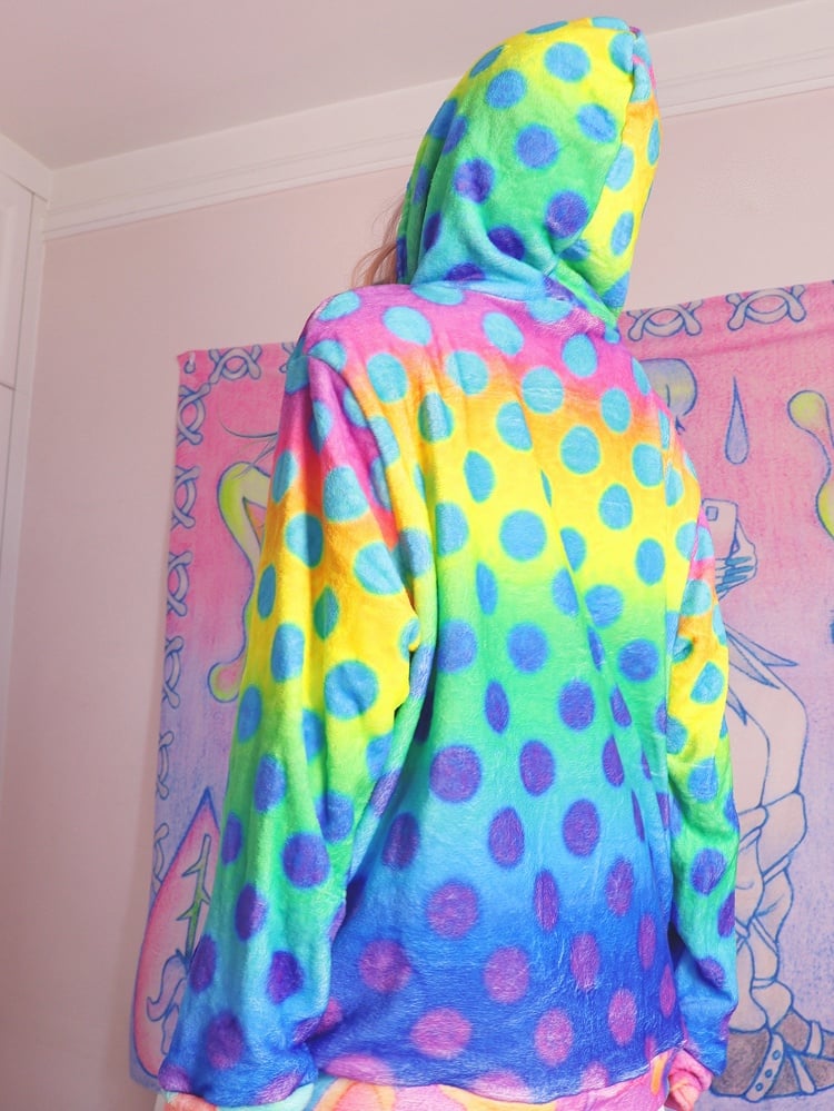 Polka-Dot Buntes Flanell Y2K Muster Hoodie Print Stern