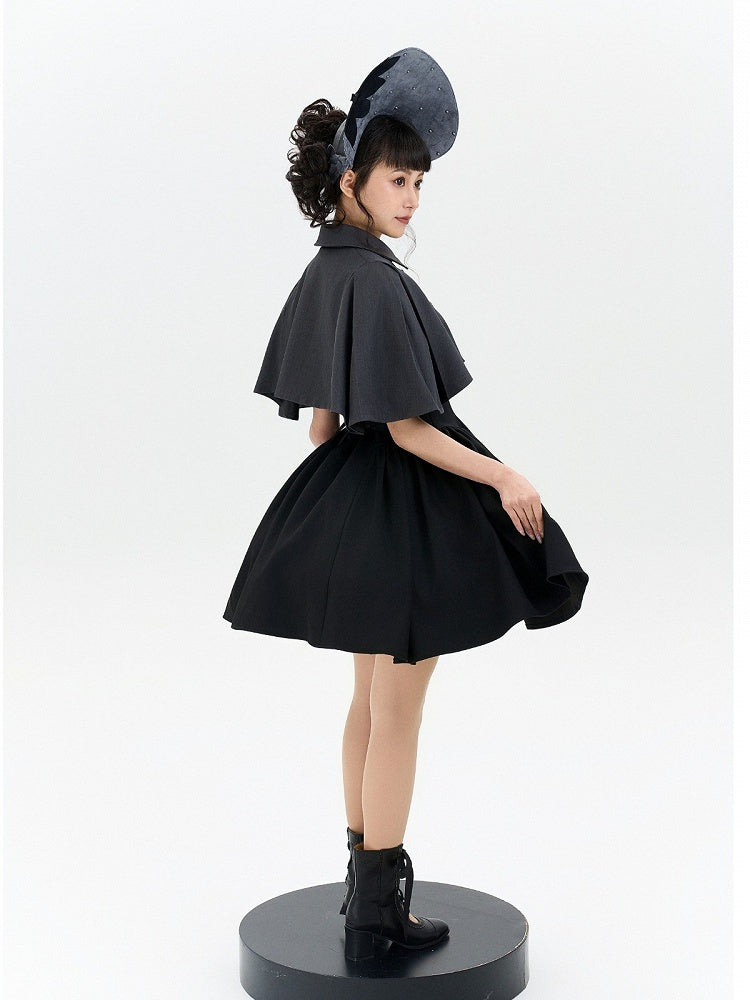 Gray Cape Lolita Double-breasted