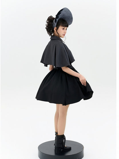 Gray Cape Lolita Double-breasted