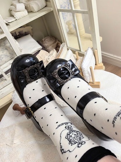 Frame Lolita Bow Middle - Black at Janes Design Top Heel Picture Elegant Round Toe Mary