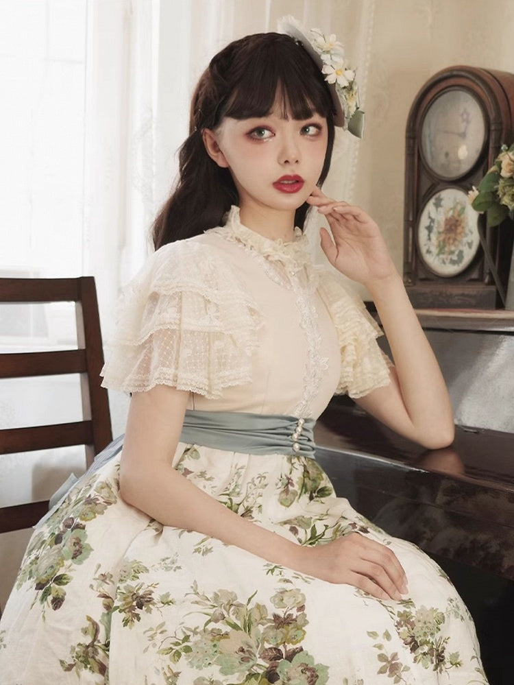 Sheer Beige Lace Butterfly Blouse - With PUJI