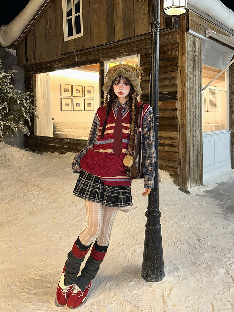 Fake Top Two-piece Academiacore Red