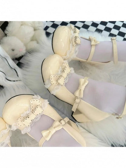 Yellow Sweetheart Butterfly Bow Mary Jane Ankle - MUMA Lolita