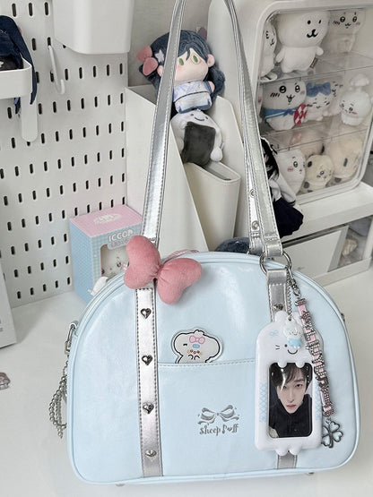 Carrying in with Options Blue Casual Ita Triple PU Silver Bag