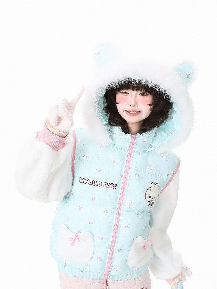 with Closure Teal Green Blouson Zip Daily Kawaii Jacket