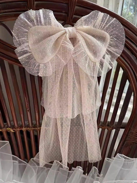Beige Bow Lolita Tulle Hairclip