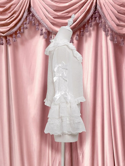 Accents Lolita Bow Bell Lace Sleeves with White Blouse