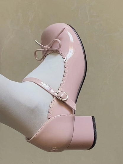 Snap Round Bow Pink 5cm Accents Lolita Janes Mary Sweet with Heeled