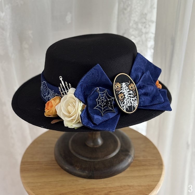 Printed Gothic with Lolita Web Bowknot / Hat Spider Patterned
