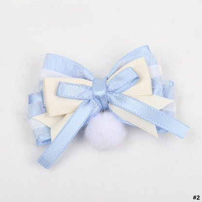 Blue Lolita Bowknot Hairclip Sweet Dog 4 Options White