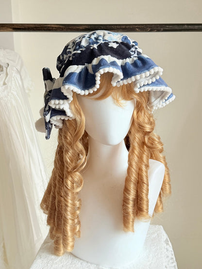 9 Color Options Sweet Lolita Baby Hat with Pompom Bow Accent