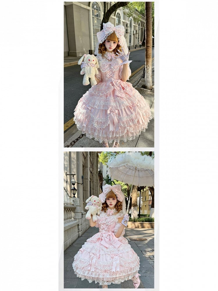 Bow Dress Lace JSK Sweet Accents and Pink Lolita with Princess