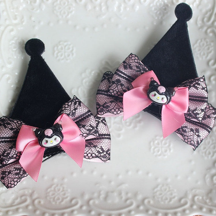 Kuro Vibes Bowknot Details Lace Trim Hairclips