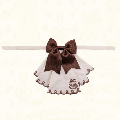 / Pink Brown Bowknot Red Jabot Tie