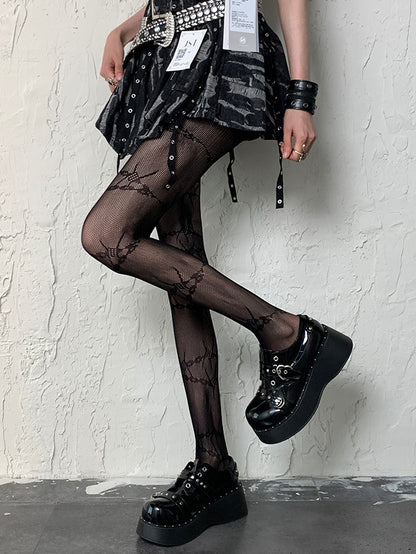 Fashion Pattern Black Wire Gyaru Tights
