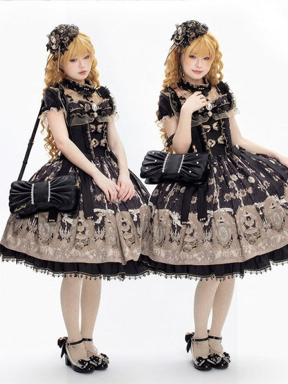 Sweet Lolita Bowknot Bag with Pearls & Lace - Sheep Puff Bag