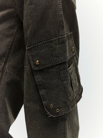 Coffee Straight Leg Cargo Pants with Drawstring Cuffs - Low pixel