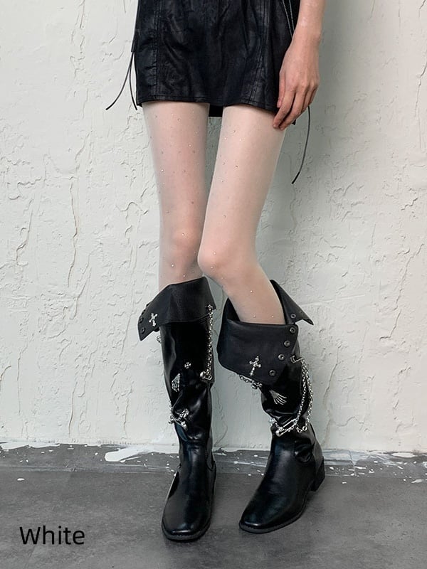 ホワイト ホワイト Y2K ラインストーン シアータイツ