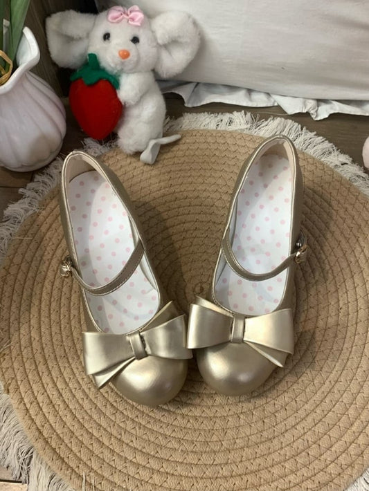 Golden Sweet Lolita Mary Janes - 5cm Heeled Bow Shoes