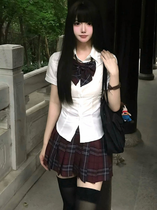 White Short Uniform Preppy Sleeves Style JK Shirt Version