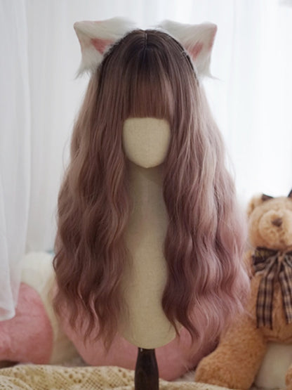 Lila Ombre lange gewellte Perücke mit vollem Pony
