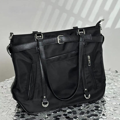 With Chic Bold Contrast Black Strap Details Large-Sized Tote